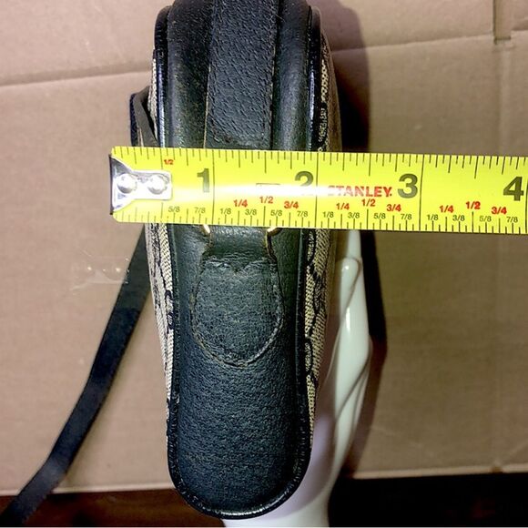 GUCCI GG Ophidia Sherry Line Navy Leather Grey Canvas Crossbody Bag Vintage - Picture 12 of 17